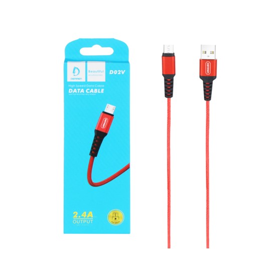 CABO DE DADOS DE CARREGAMENTO RÁPIDO DENMEN D02V PARA MICRO 2.4A VERMELHO